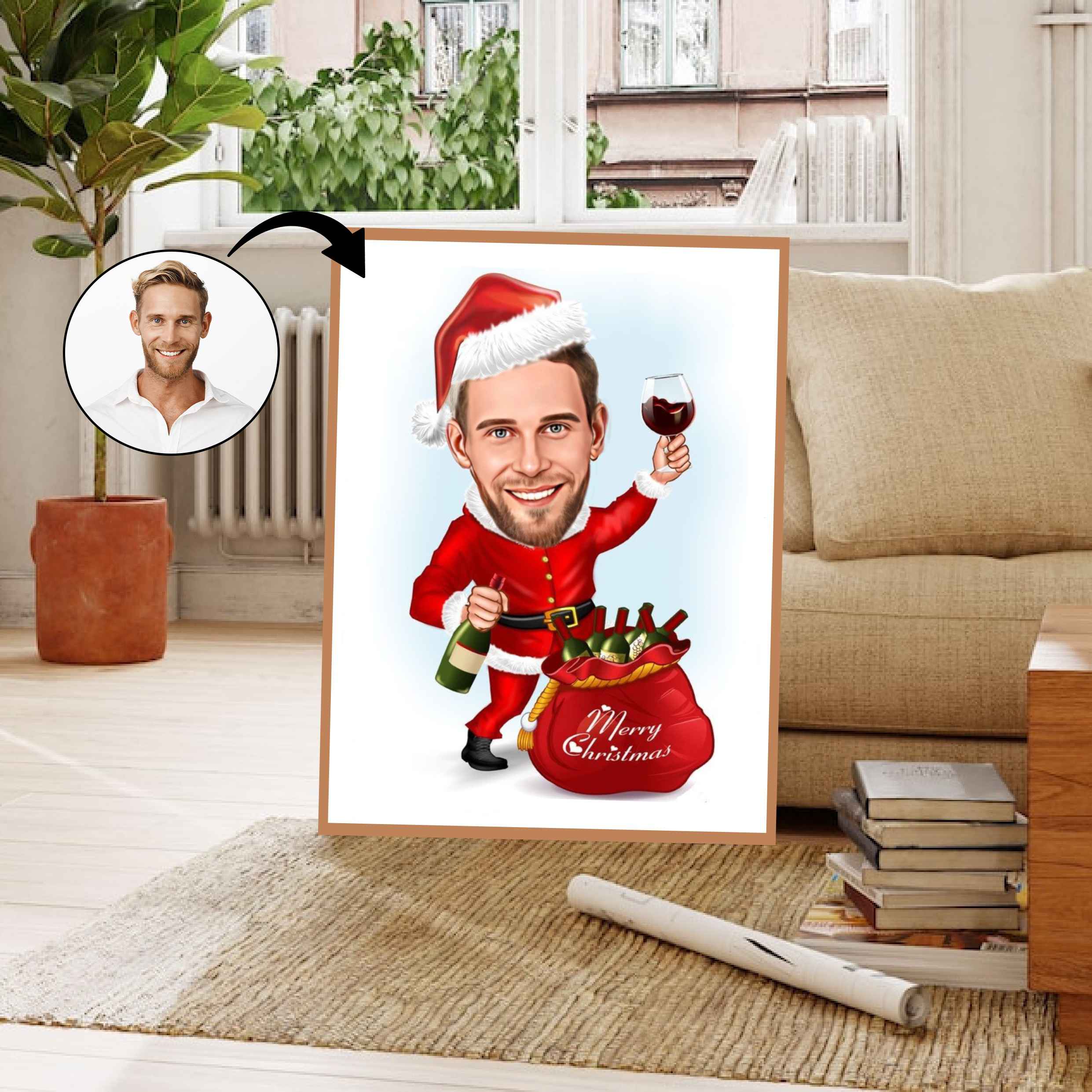 Jul tema10 (1 person) - karikaturtegning efter dine fotos - Just Karikatur