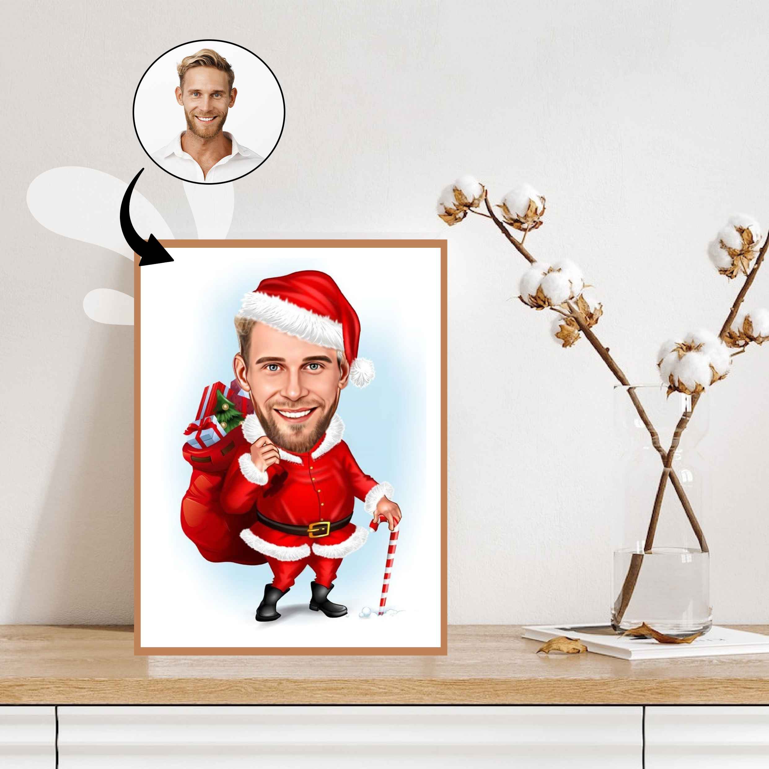 Jul tema15 (1 person) - karikaturtegning efter dine fotos - Just Karikatur