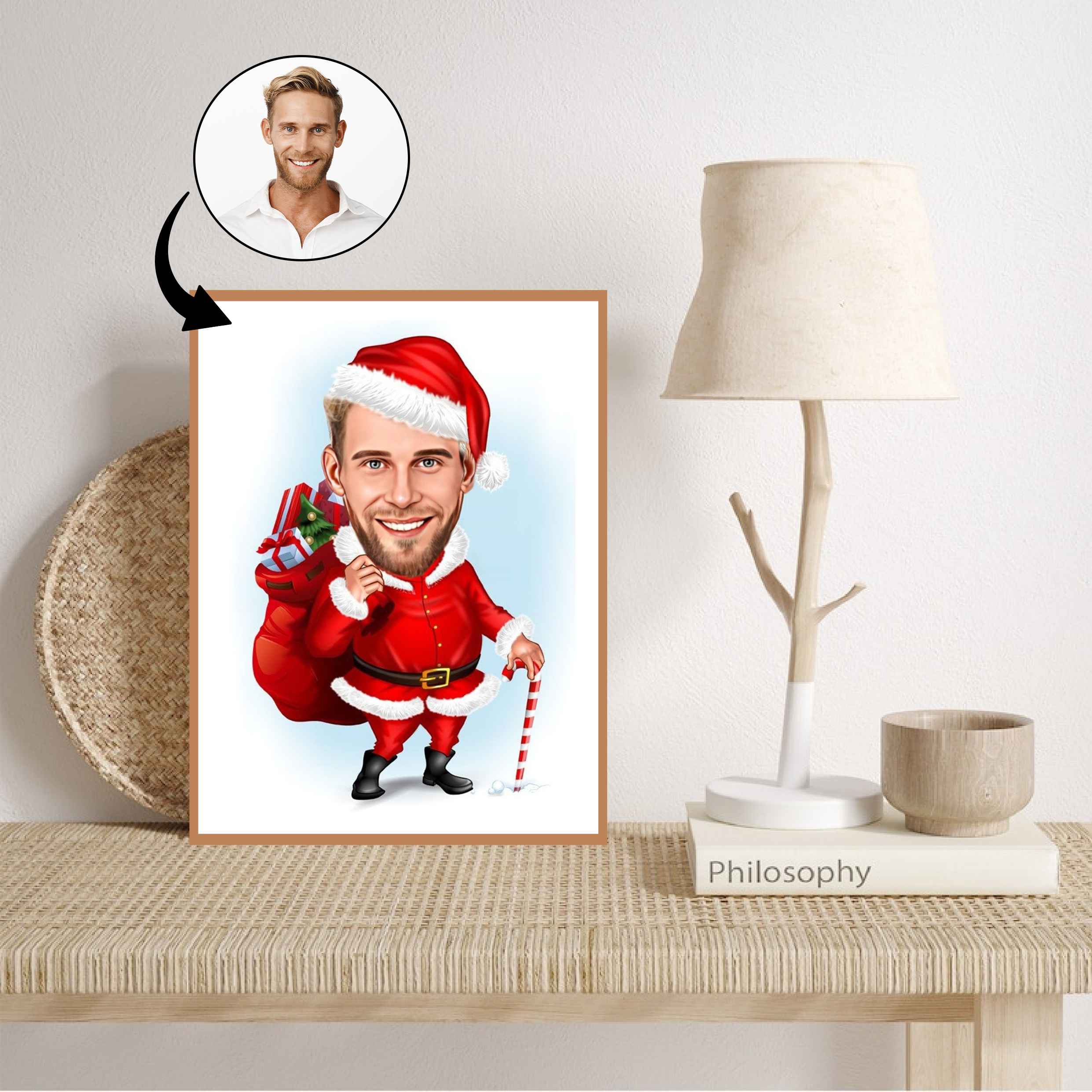 Jul tema15 (1 person) - karikaturtegning efter dine fotos - Just Karikatur