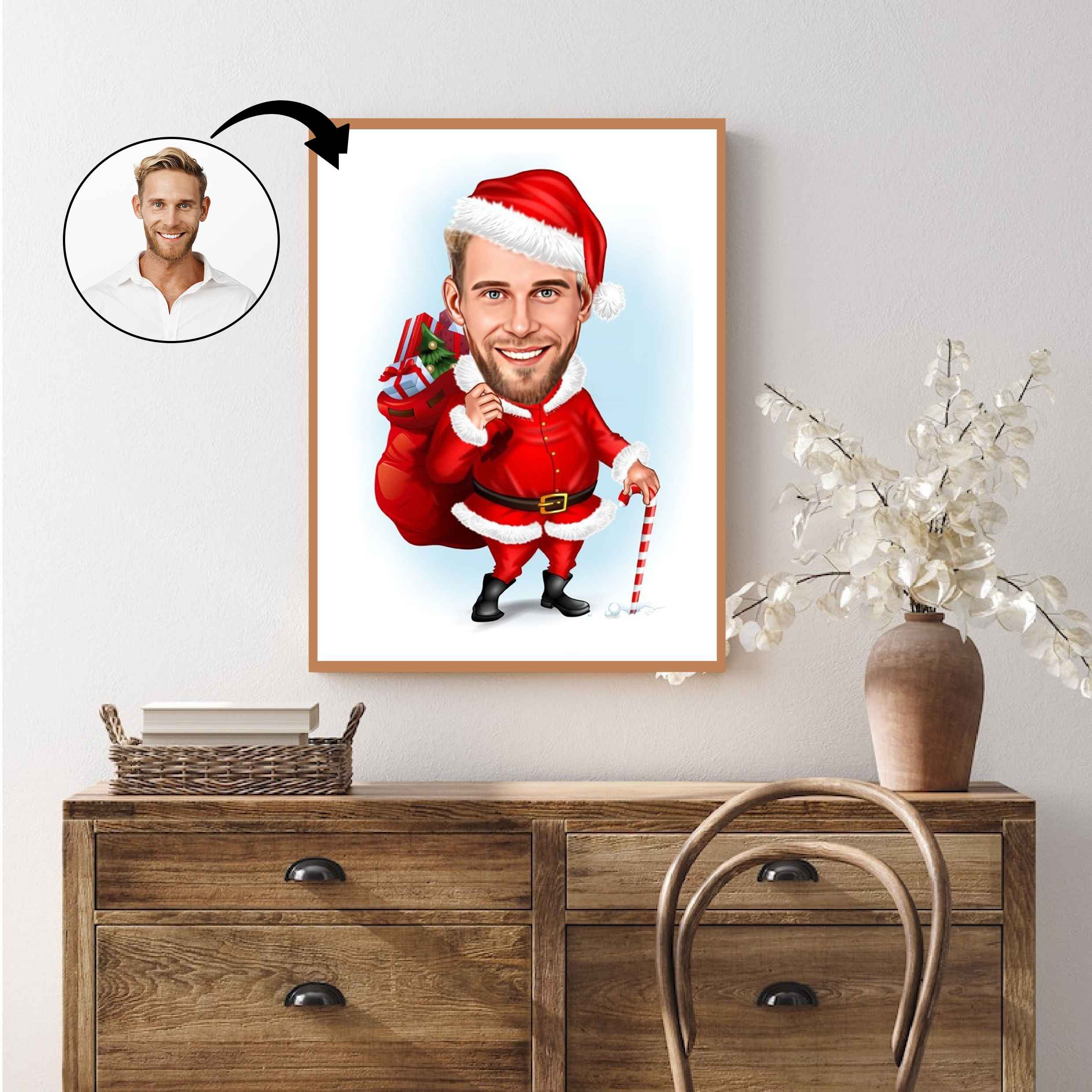 Jul tema15 (1 person) - karikaturtegning efter dine fotos - Just Karikatur