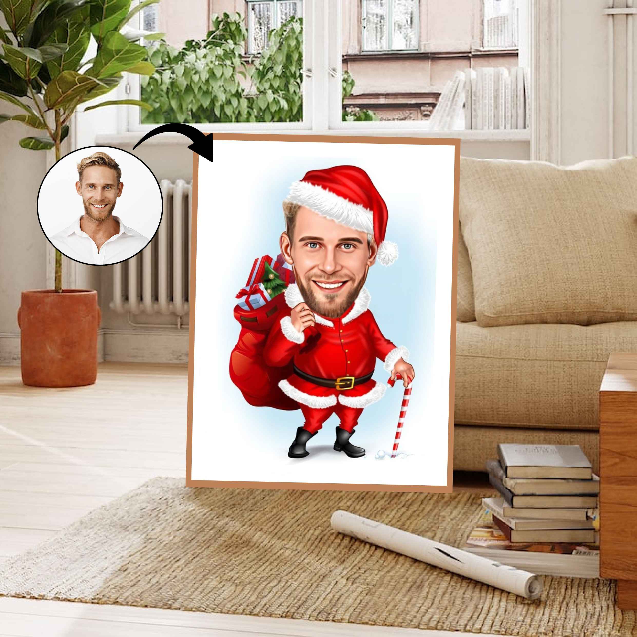 Jul tema15 (1 person) - karikaturtegning efter dine fotos - Just Karikatur