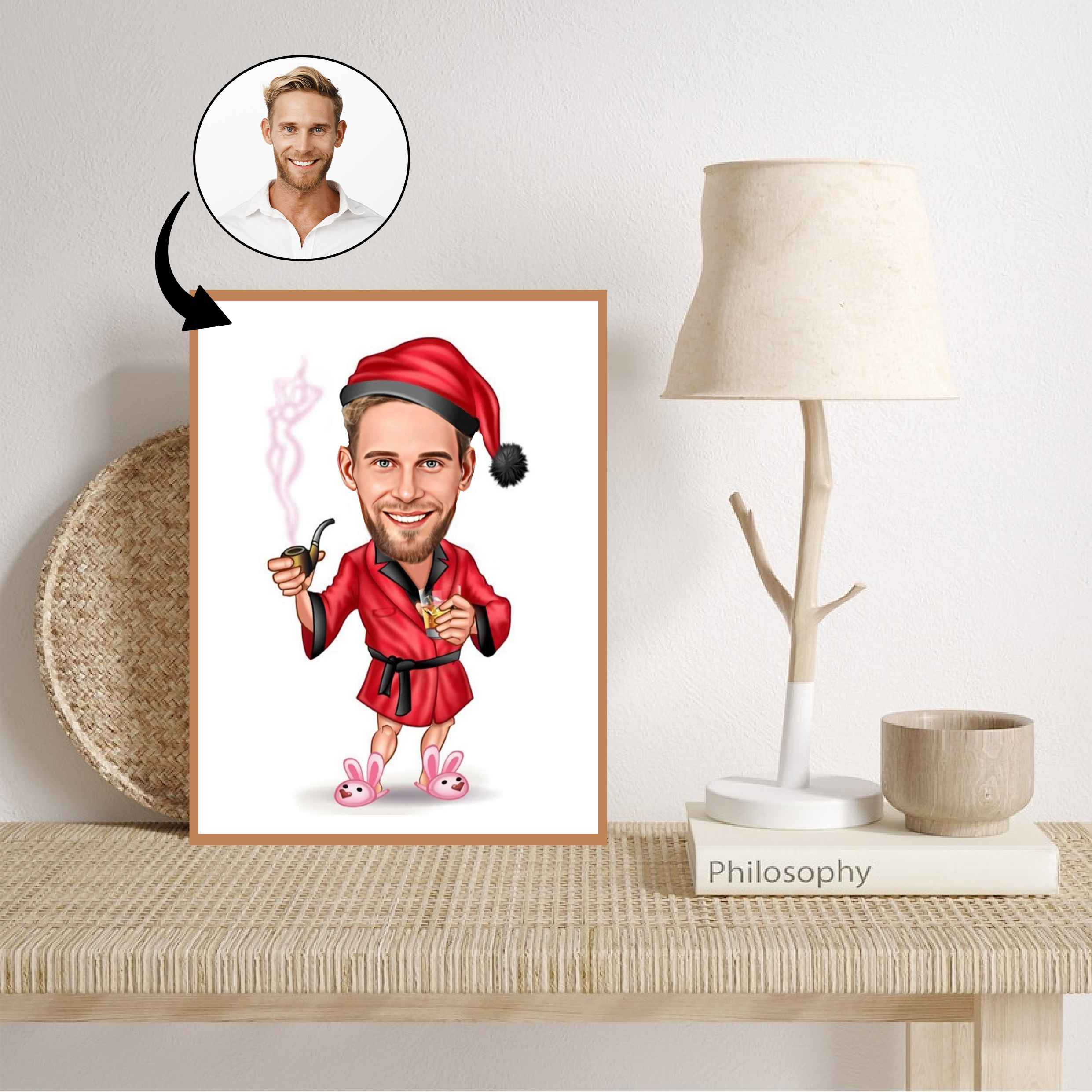 Jul tema19 (1 person) - karikaturtegning efter dine fotos - Just Karikatur