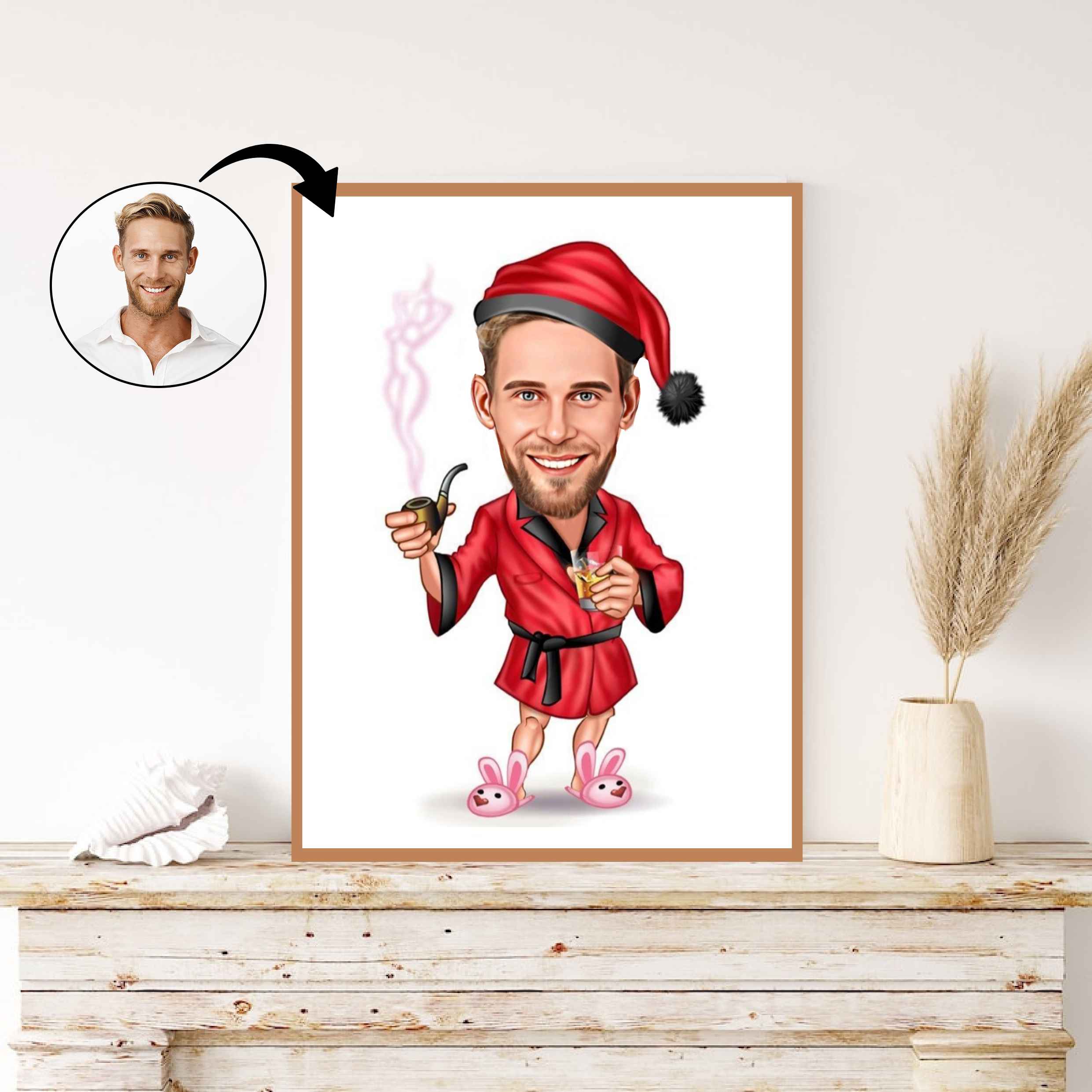 Jul tema19 (1 person) - karikaturtegning efter dine fotos - Just Karikatur