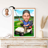 Golf tema11 (1 person) - karikaturtegning efter dine fotos - Just Karikatur