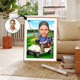 Golf tema11 (1 person) - karikaturtegning efter dine fotos - Just Karikatur