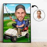 Golf tema11 (1 person) - karikaturtegning efter dine fotos - Just Karikatur