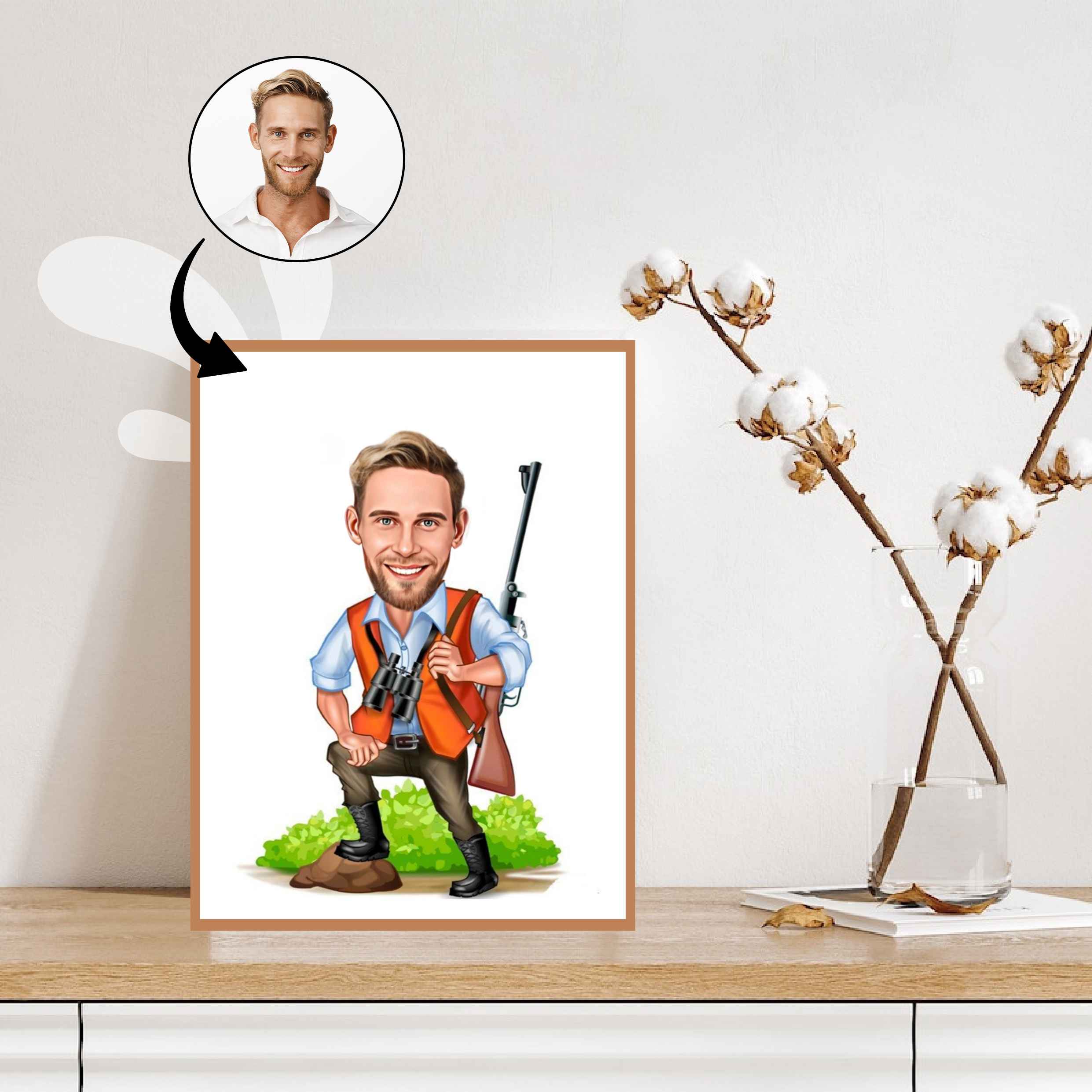 Til ham tema67 (1 person) - karikaturtegning efter dine fotos - Just Karikatur