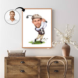 Golf tema4 (1 person) - karikaturtegning efter dine fotos - Just Karikatur