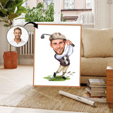 Golf tema4 (1 person) - karikaturtegning efter dine fotos - Just Karikatur