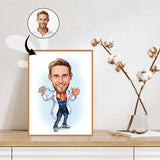 Medicinsk tema3 (1 person) - karikaturtegning efter dine fotos - Just Karikatur