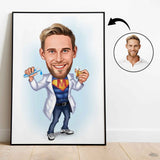 Medicinsk tema3 (1 person) - karikaturtegning efter dine fotos - Just Karikatur