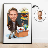 Lærer tema8 (1 person) - karikaturtegning efter dine fotos - Just Karikatur