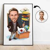 Lærer tema8 (1 person) - karikaturtegning efter dine fotos - Just Karikatur
