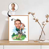 Golf tema15 (1 person) - karikaturtegning efter dine fotos - Just Karikatur
