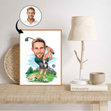Golf tema15 (1 person) - karikaturtegning efter dine fotos - Just Karikatur