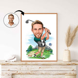 Golf tema15 (1 person) - karikaturtegning efter dine fotos - Just Karikatur