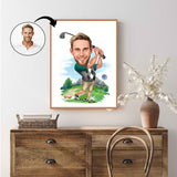 Golf tema15 (1 person) - karikaturtegning efter dine fotos - Just Karikatur