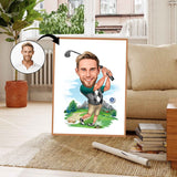 Golf tema15 (1 person) - karikaturtegning efter dine fotos - Just Karikatur