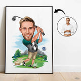 Golf tema15 (1 person) - karikaturtegning efter dine fotos - Just Karikatur