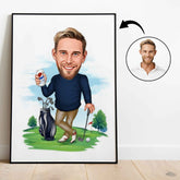 Golf tema3 (1 person) - karikaturtegning efter dine fotos - Just Karikatur