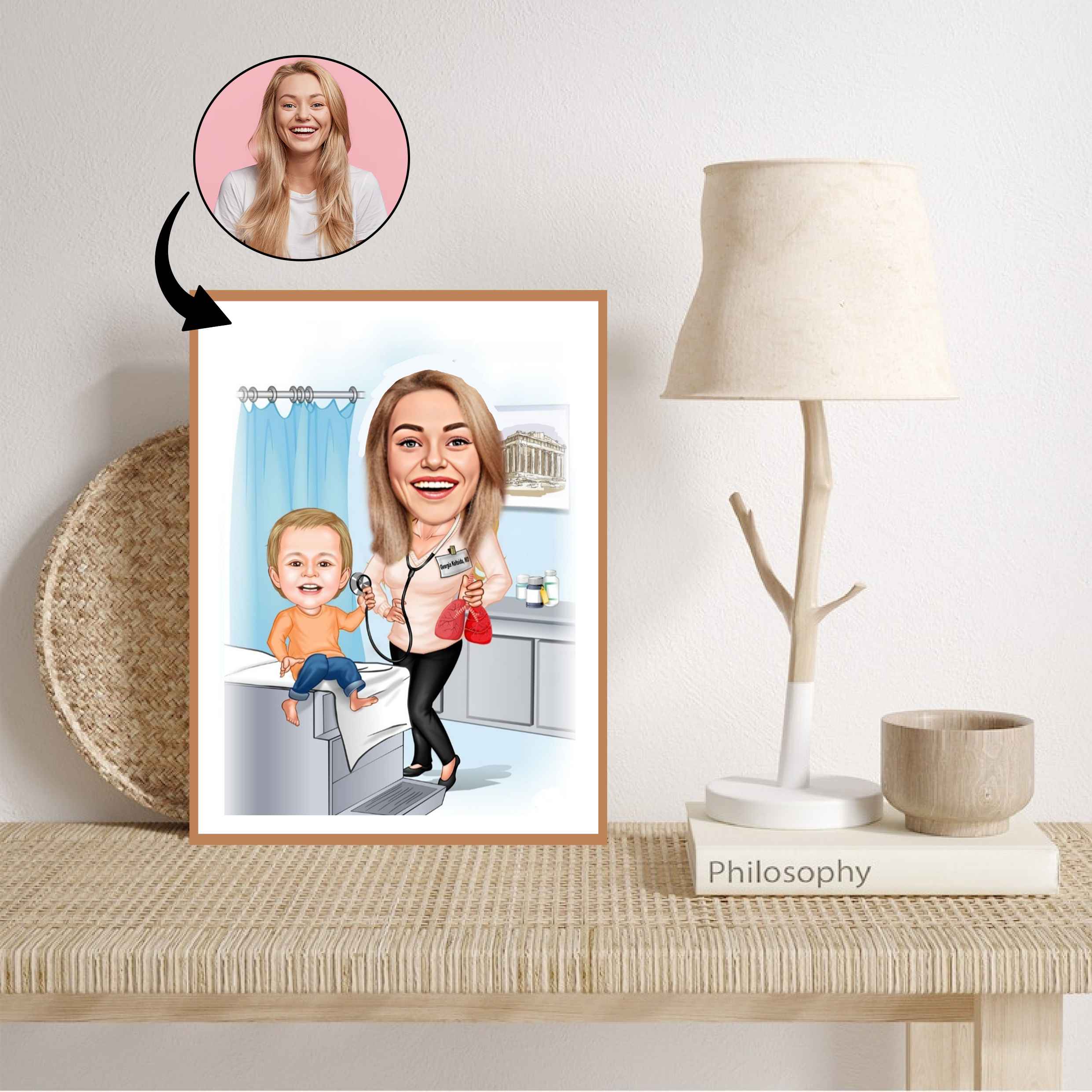 Medicinsk tema13 (1 person) - karikaturtegning efter dine fotos - Just Karikatur