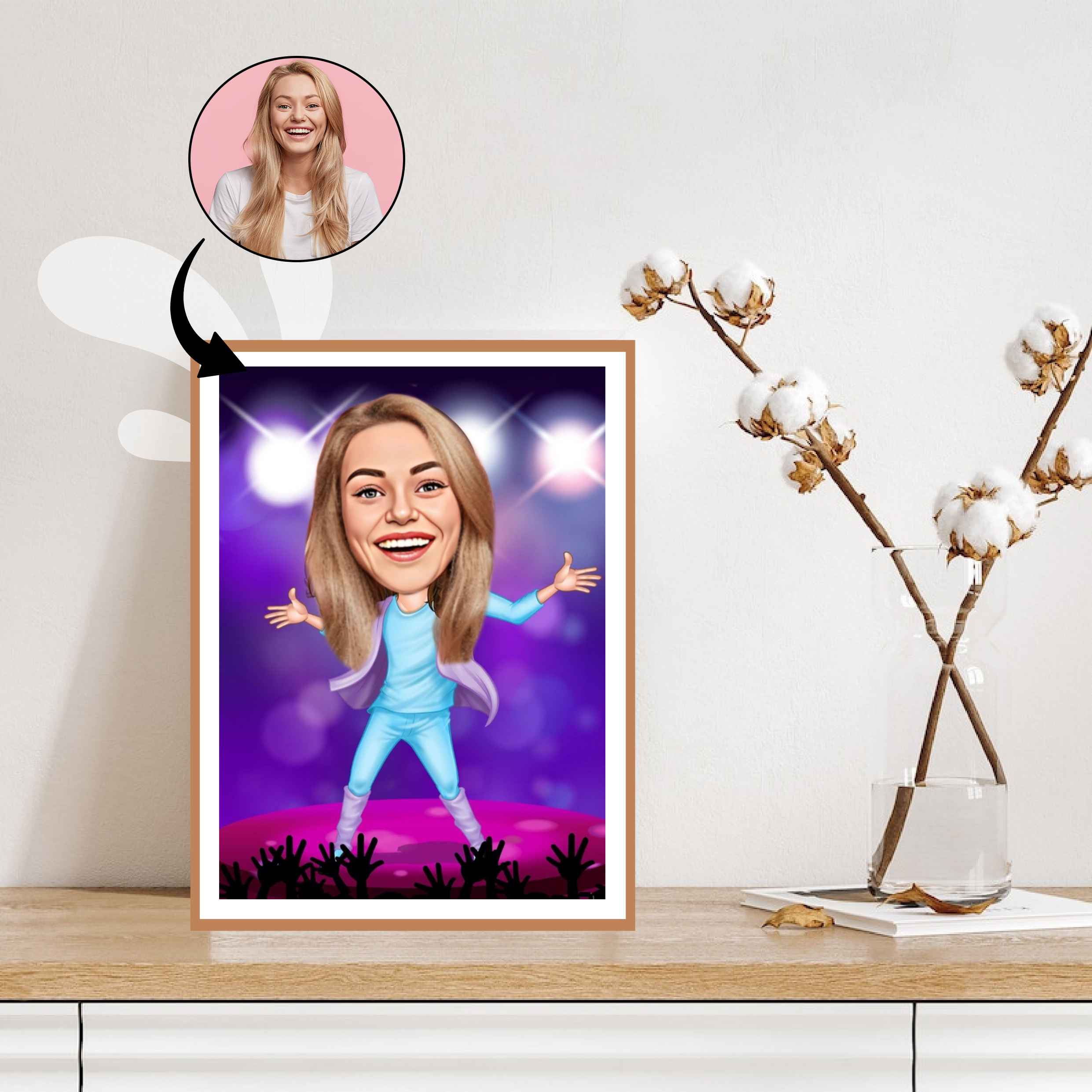 Musik & Dans tema9 (1 person) - karikaturtegning efter dine fotos - Just Karikatur