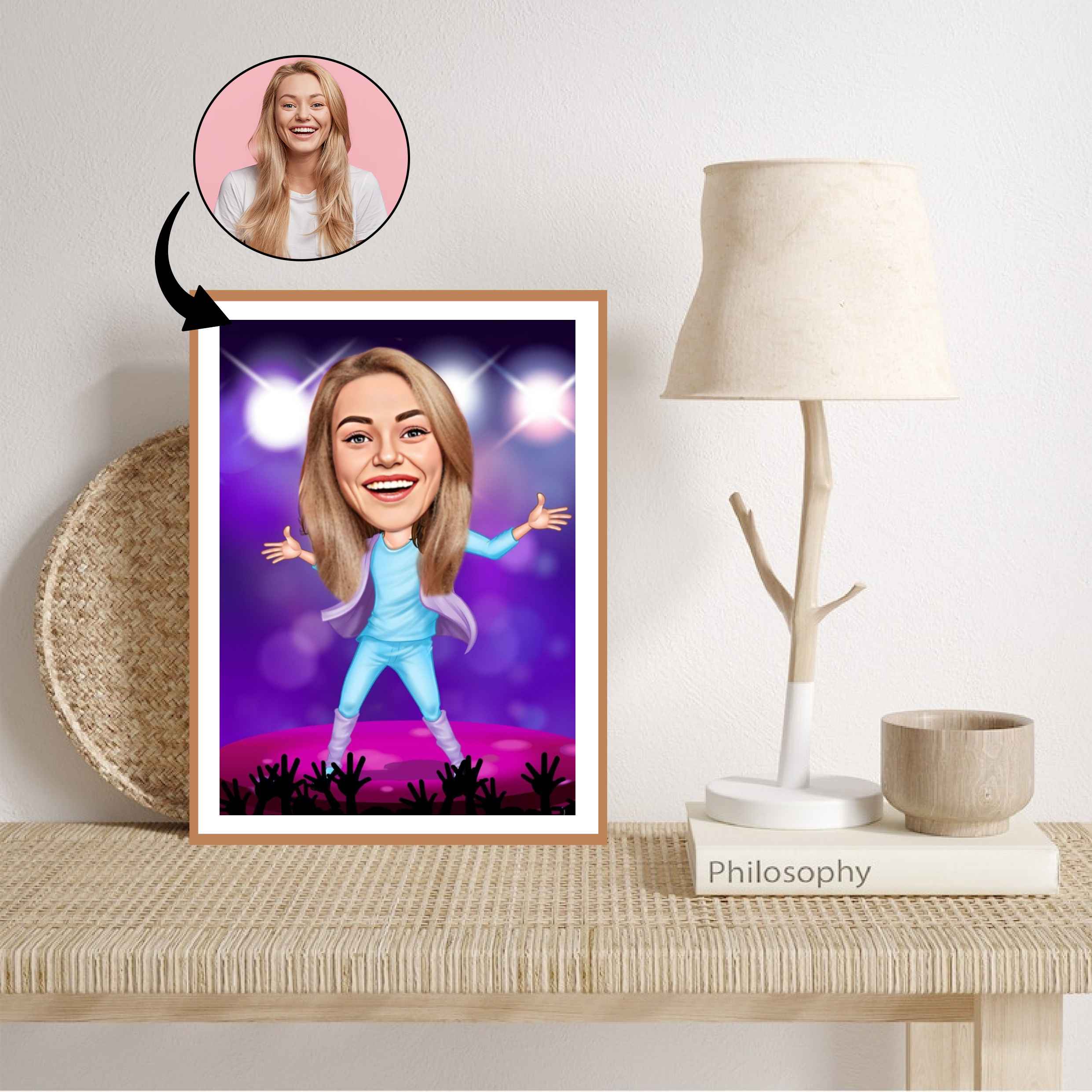 Musik & Dans tema9 (1 person) - karikaturtegning efter dine fotos - Just Karikatur