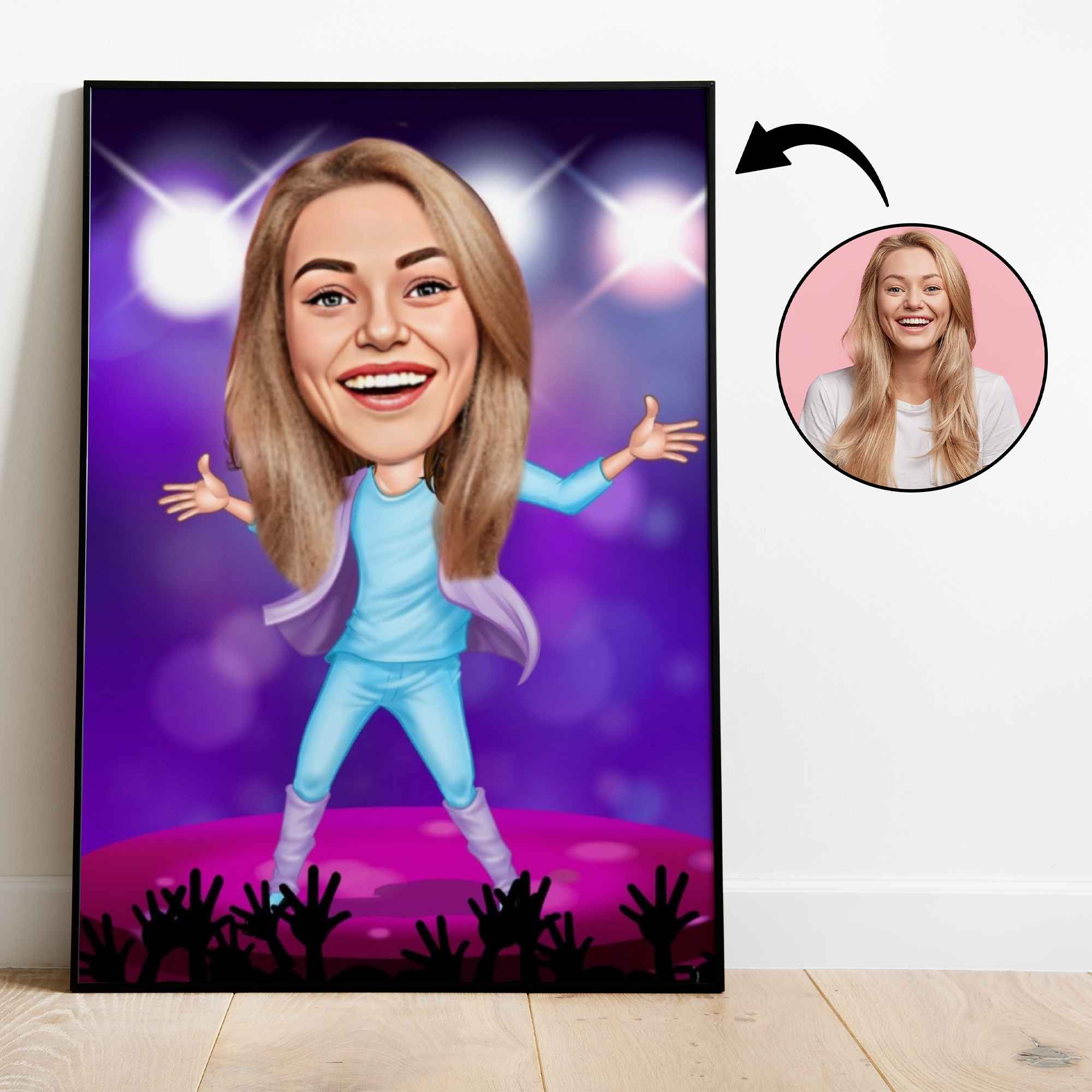 Musik & Dans tema9 (1 person) - karikaturtegning efter dine fotos - Just Karikatur