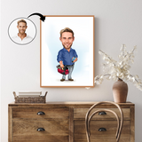 Håndværker tema8 (1 person) - karikaturtegning efter dine fotos - Just Karikatur