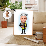 Håndværker tema5 (1 person) - karikaturtegning efter dine fotos - Just Karikatur