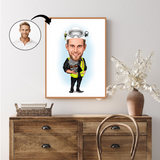 Håndværker tema5 (1 person) - karikaturtegning efter dine fotos - Just Karikatur