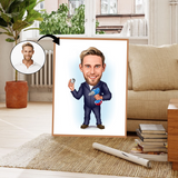 Håndværker tema2 (1 person) - karikaturtegning efter dine fotos - Just Karikatur