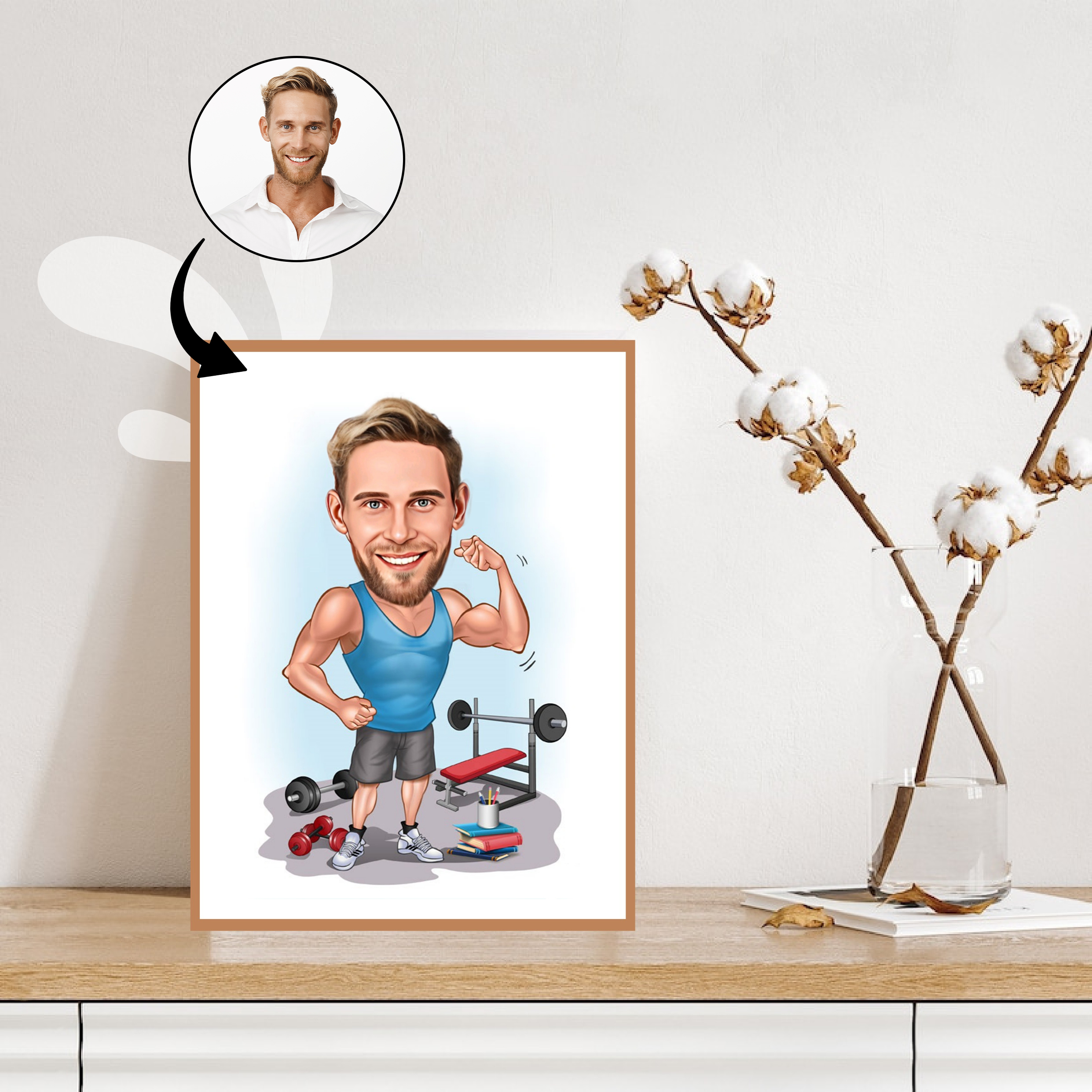 Sports tema31 (1 person) - karikaturtegning efter dine fotos - Just Karikatur