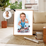 Sports tema31 (1 person) - karikaturtegning efter dine fotos - Just Karikatur