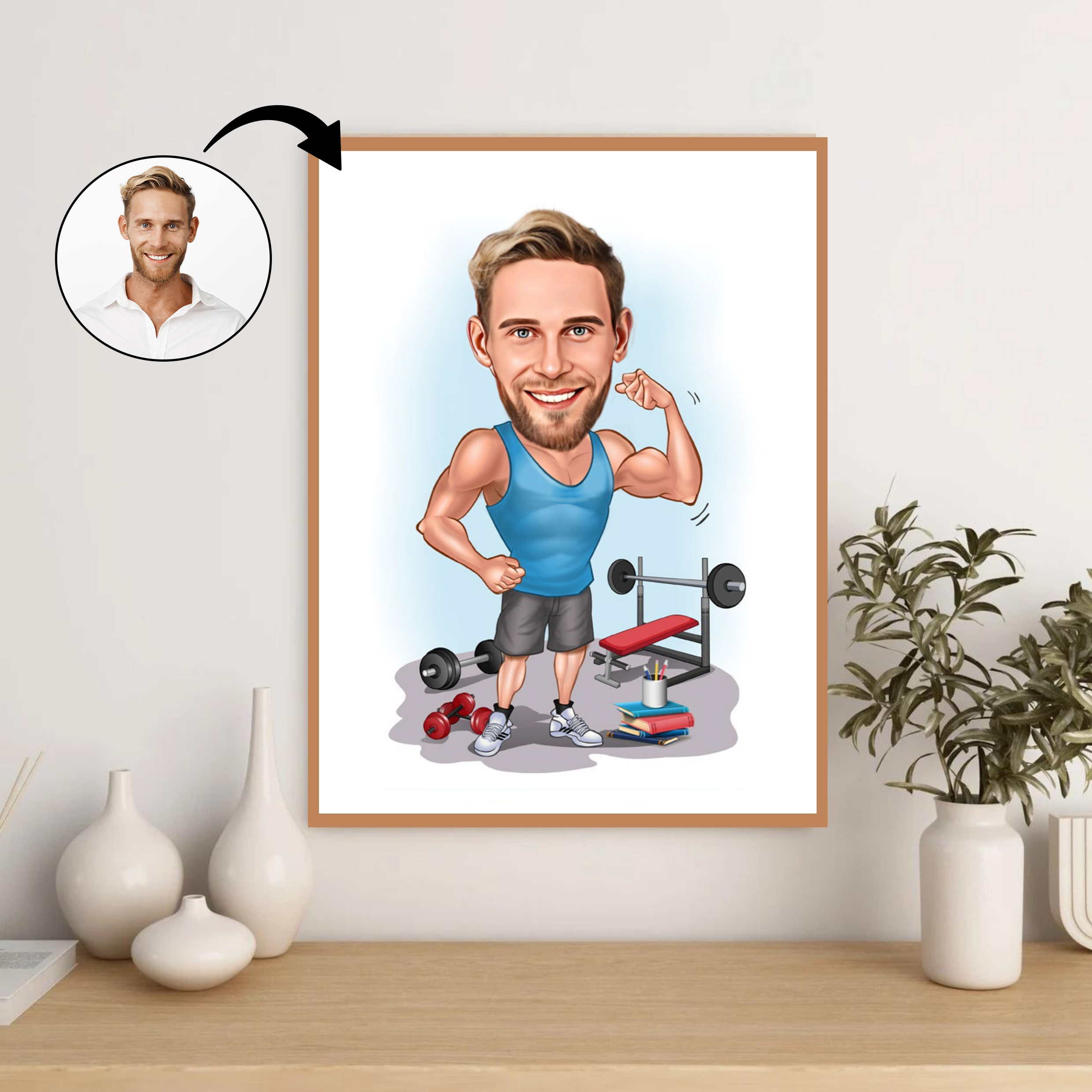 Sports tema31 (1 person) - karikaturtegning efter dine fotos - Just Karikatur