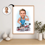Sports tema31 (1 person) - karikaturtegning efter dine fotos - Just Karikatur