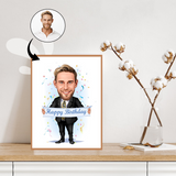 Fødselsdag tema9 (1 person) - karikaturtegning efter dine fotos - Just Karikatur