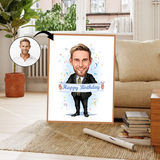 Fødselsdag tema9 (1 person) - karikaturtegning efter dine fotos - Just Karikatur