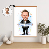 Fødselsdag tema9 (1 person) - karikaturtegning efter dine fotos - Just Karikatur