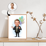 Fødselsdag tema16 (1 person) - karikaturtegning efter dine fotos - Just Karikatur