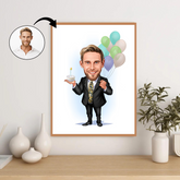 Fødselsdag tema16 (1 person) - karikaturtegning efter dine fotos - Just Karikatur