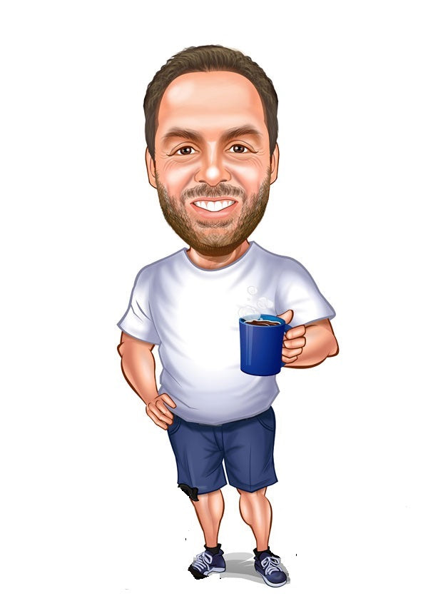 Til ham tema12 (1 person) - karikaturtegning efter dine fotos - Just Karikatur