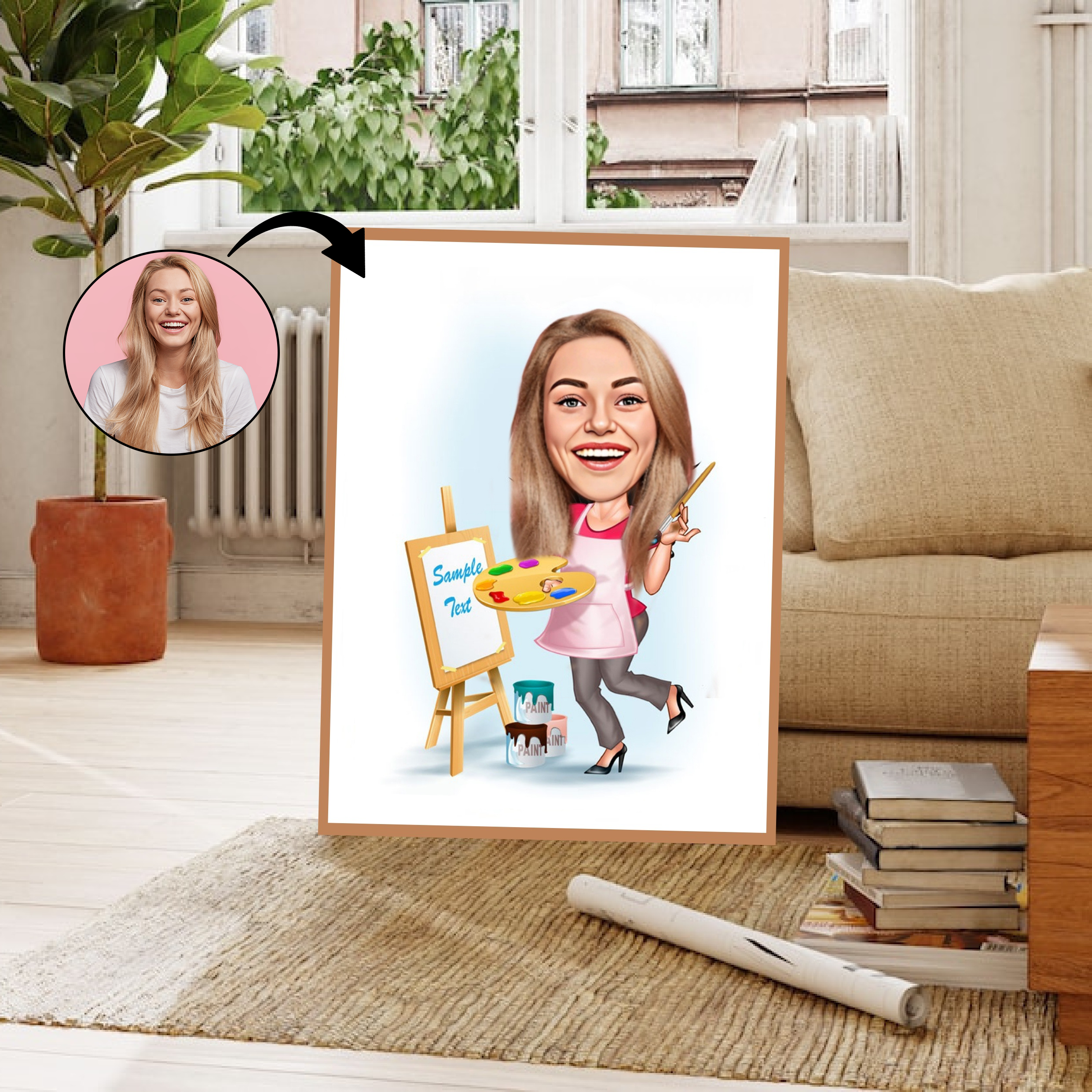 Arbejde & Erhverv tema19 (1 person) - karikaturtegning efter dine fotos - Just Karikatur