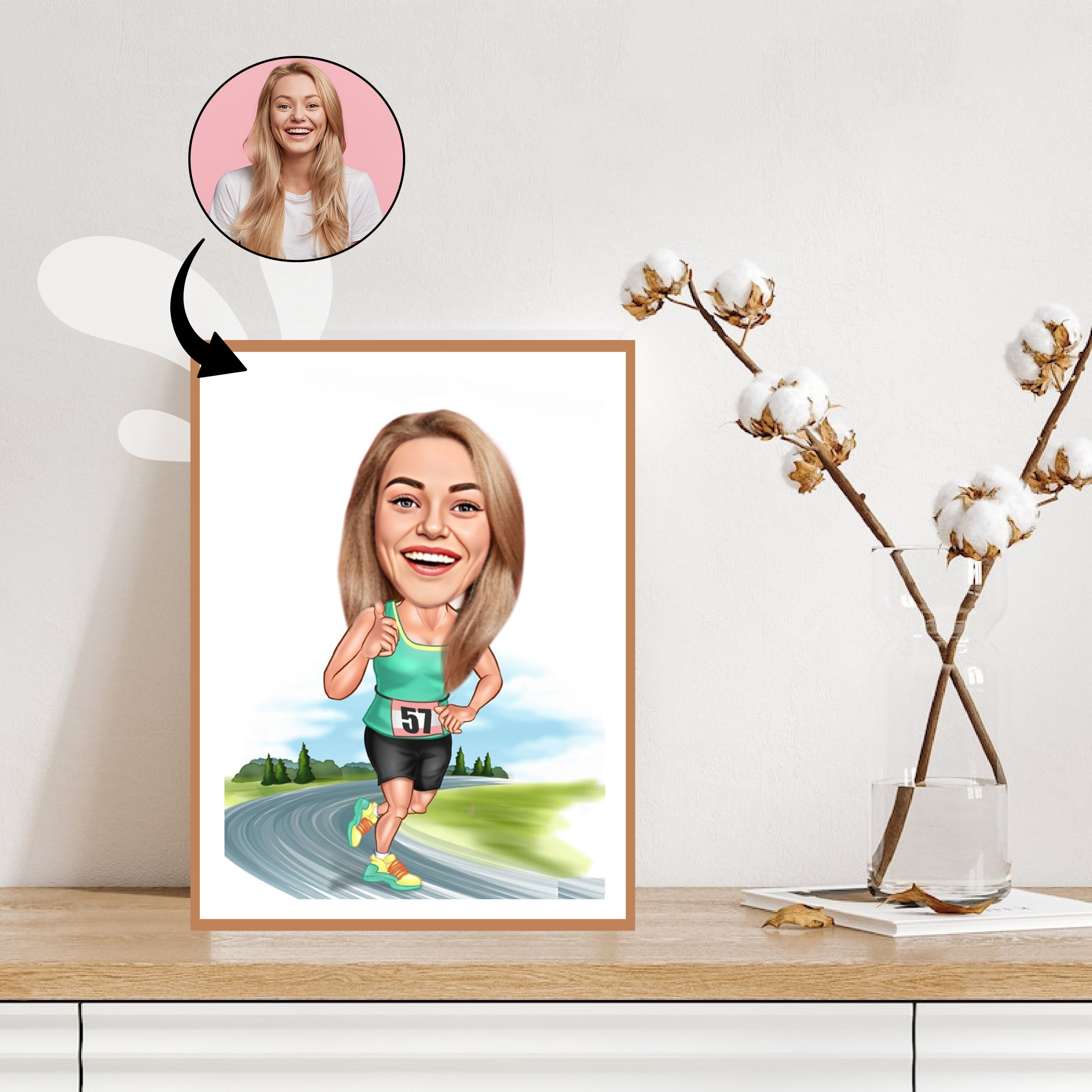 Sports tema41 (1 person) - karikaturtegning efter dine fotos - Just Karikatur