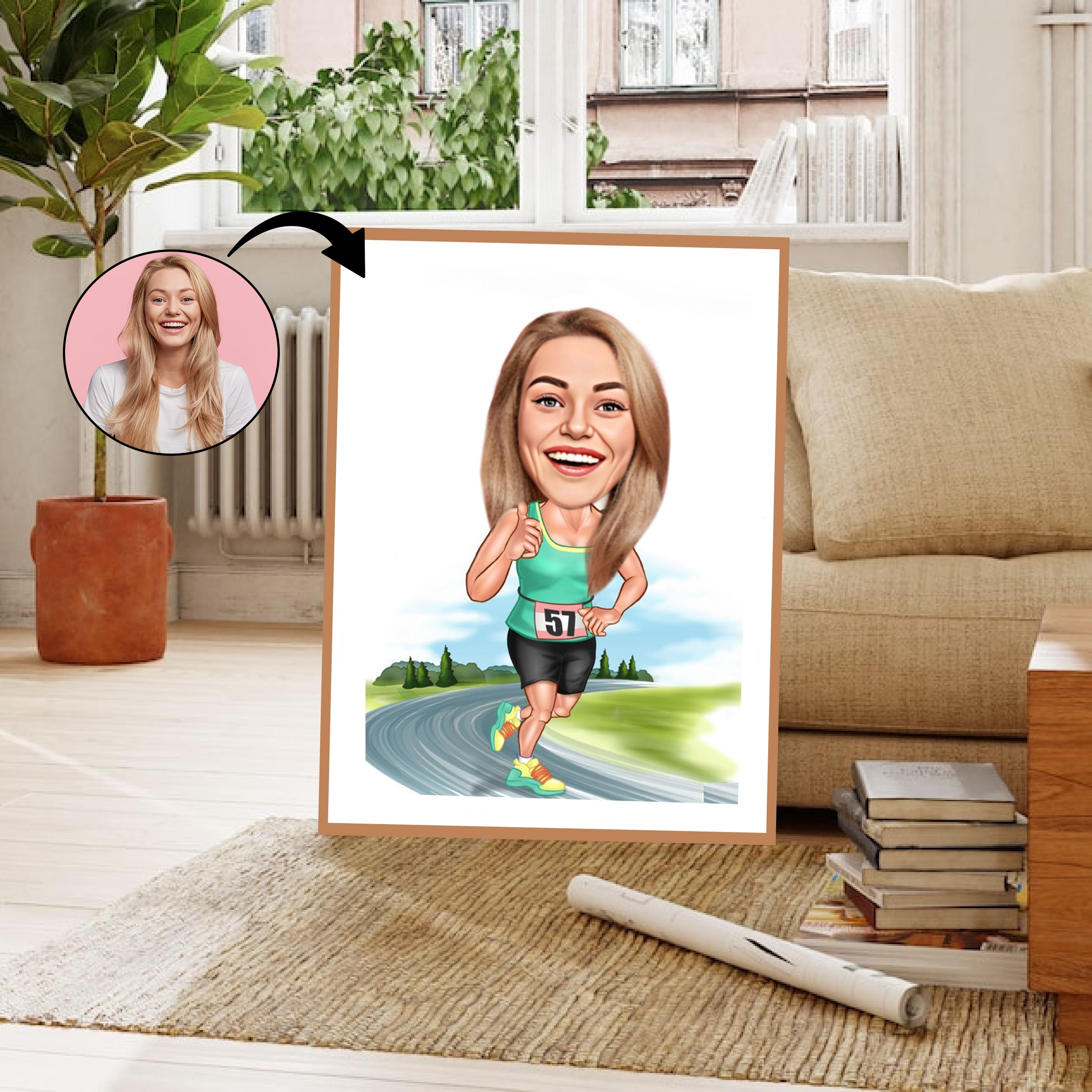 Sports tema41 (1 person) - karikaturtegning efter dine fotos - Just Karikatur