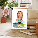 Sports tema41 (1 person) - karikaturtegning efter dine fotos - Just Karikatur