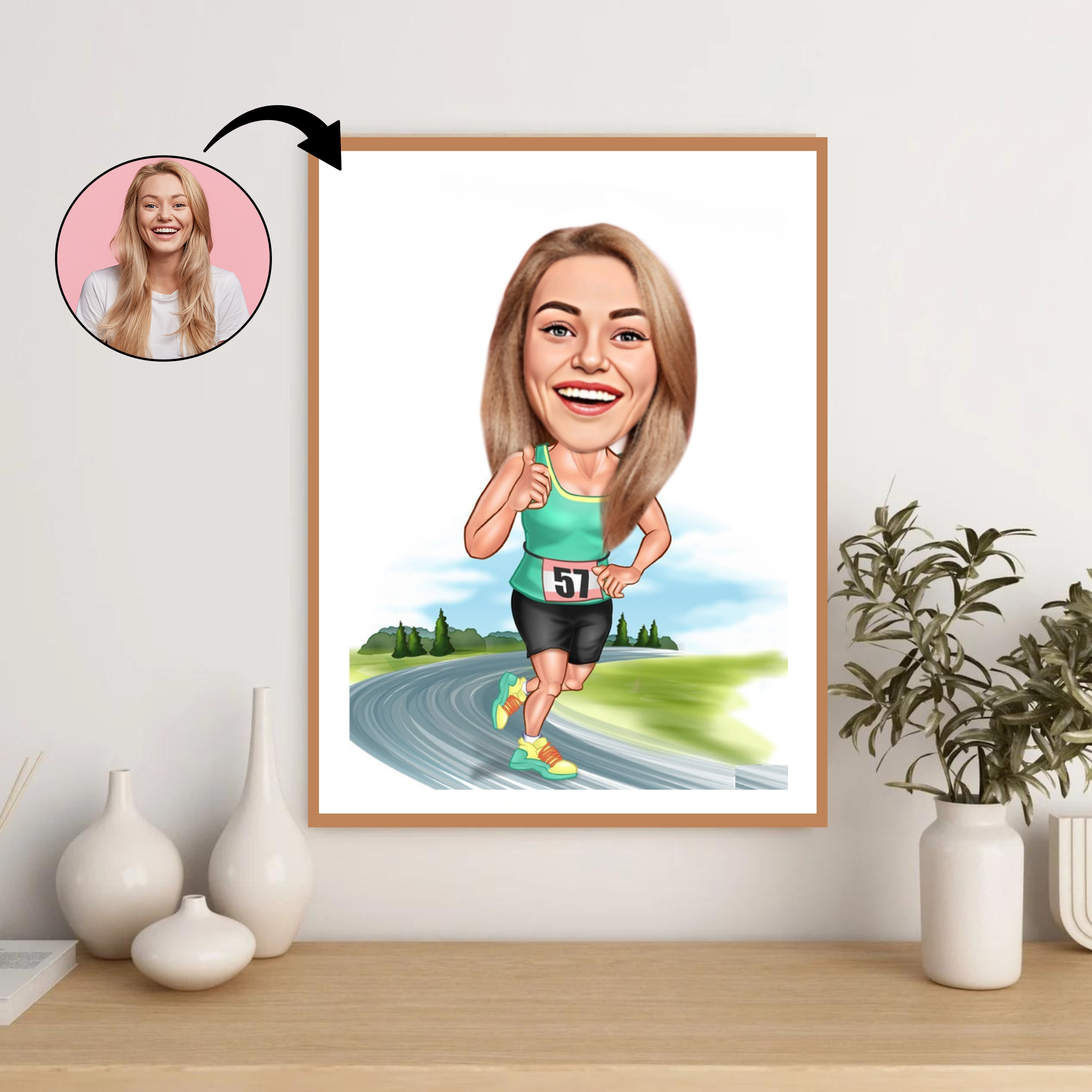 Sports tema41 (1 person) - karikaturtegning efter dine fotos - Just Karikatur