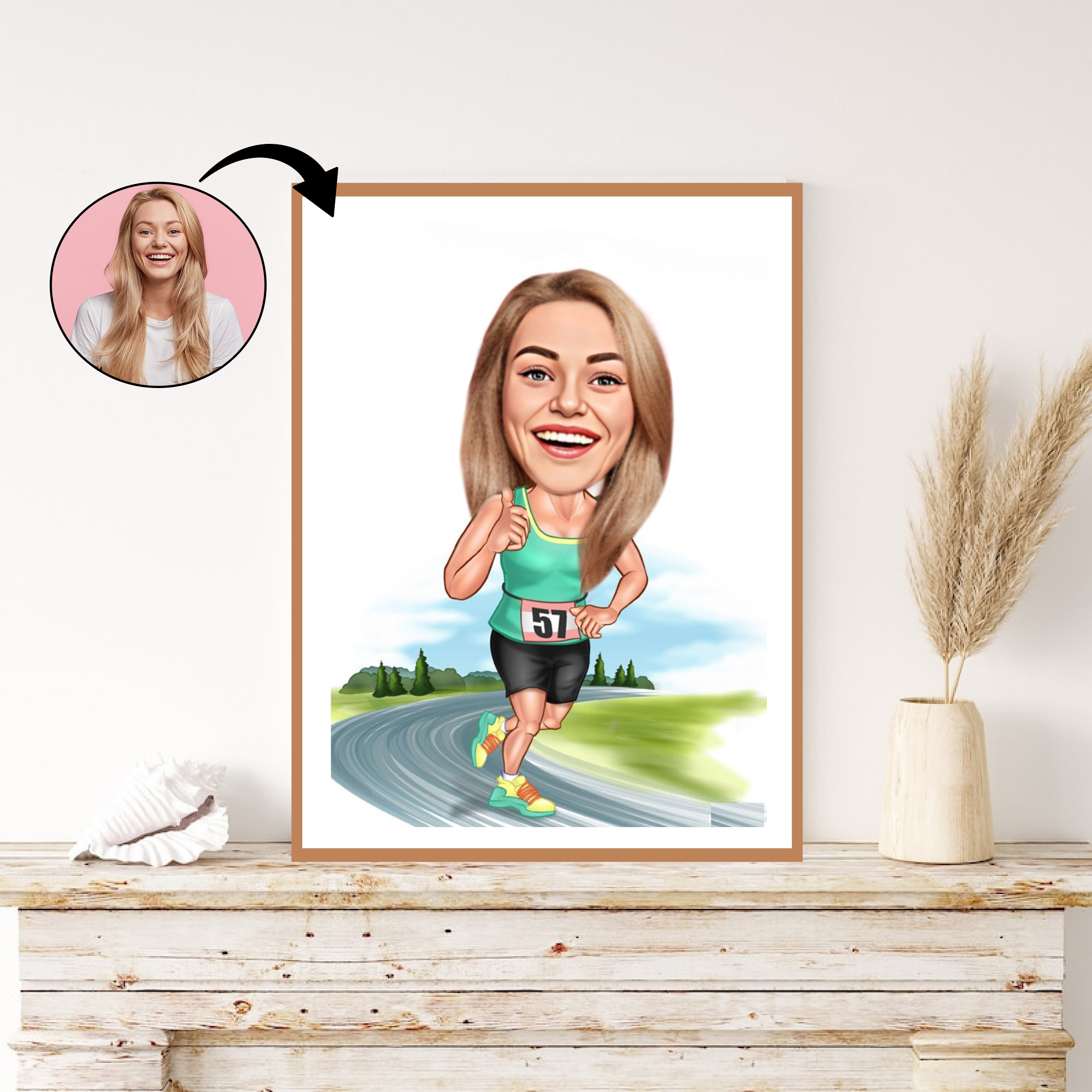 Sports tema41 (1 person) - karikaturtegning efter dine fotos - Just Karikatur