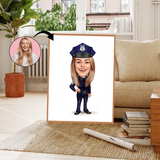 Politi & Militær tema1 (1 person) - karikaturtegning efter dine fotos - Just Karikatur