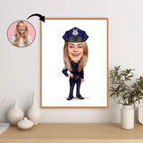 Politi & Militær tema1 (1 person) - karikaturtegning efter dine fotos - Just Karikatur